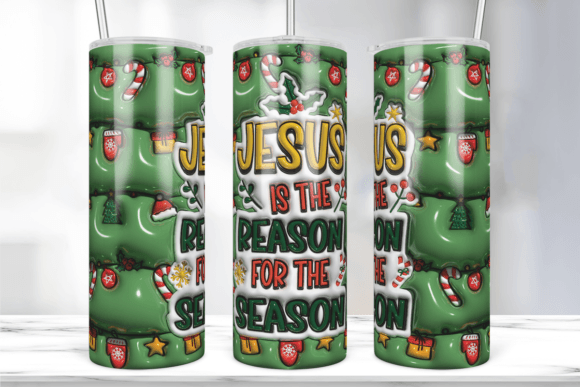 3D Jesus Christmas Inflated Tumbler and Print Templates