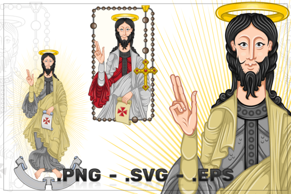 Apostle Santiago with RosaryParchment