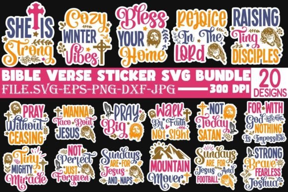 Bible Verse Stickers Bundle, Bible SVG