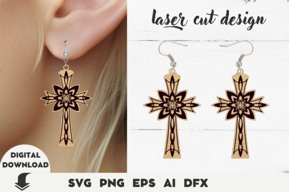 Christian Earring Laser Cut File, Easter Earrings