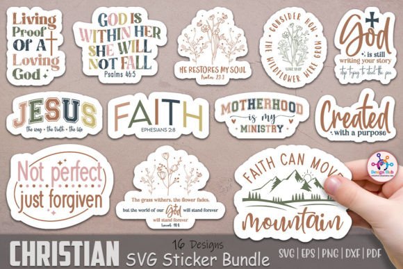 Christian SVG Sticker Bundle & Print Templates