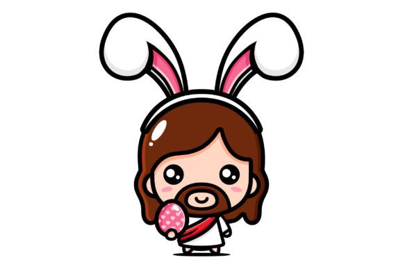 Cute Jesus Christ Celebrating Easter Illustrations