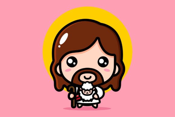 Cute Jesus Christ is My Shepherd Illustrations