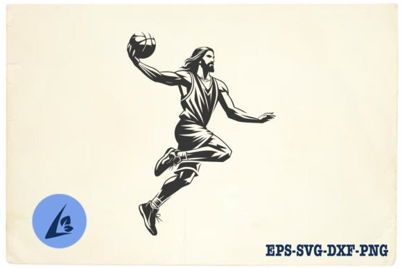 Funny Jesus Basketball SVG Clipart 05 Illustrations
