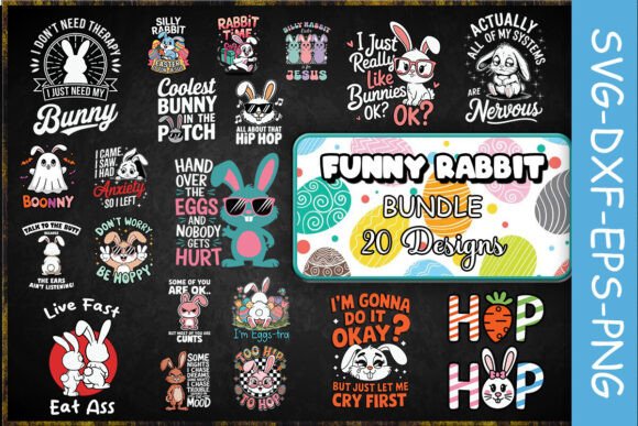 Funny Rabbit SVG Bundle for Crafts
