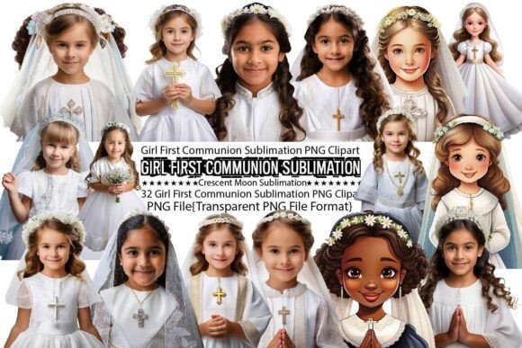 Girl First Communion Sublimation Bundle & Print Templates