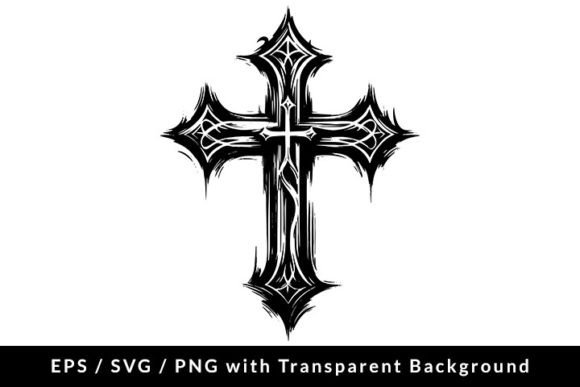 Grunge Gothic Christian Cross SVG EPS Illustrations