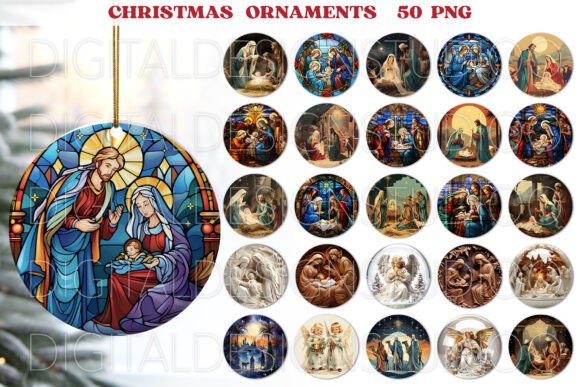 Nativity Scene Christmas Ornaments Png Illustrations