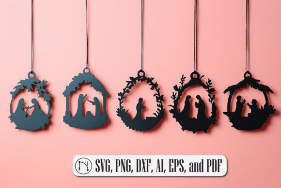 Nativity Scene Christmas Ornaments SVG
