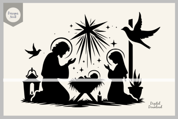 Nativity SVG Clipart Silhouette PNG DXF Crafts