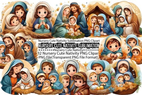 Nursery Cute Nativity Sublimation Bundle & Print Templates